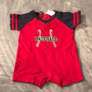 Shirt sleeve baseball onesie